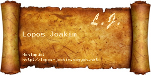 Lopos Joakim névjegykártya